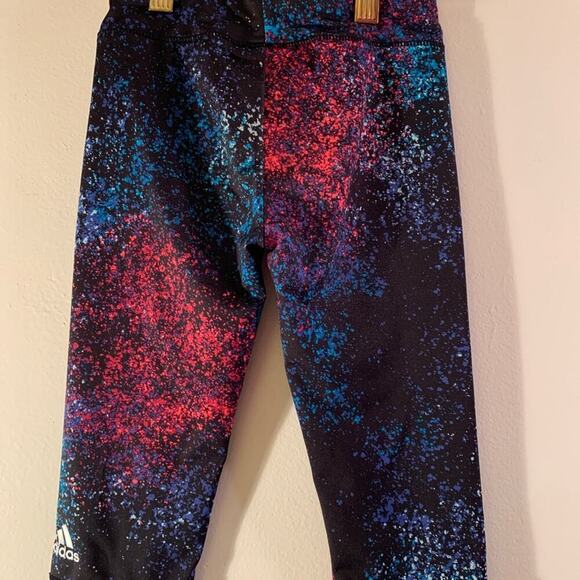 ADIDAS Girl’s Black Multi Colored Speckled Athletic Capris / Size: 4T - Picture 6 of 7